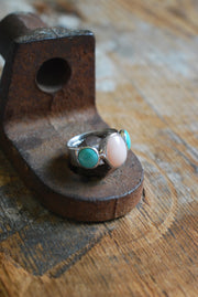 Dust And Bloom Ring American Turquoise And Pink Opal