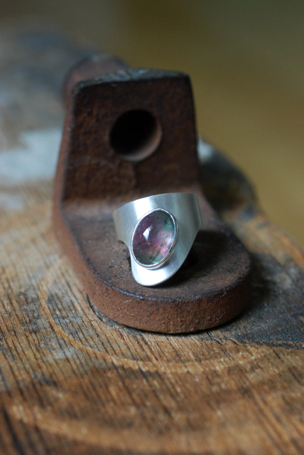 Pink And Green Watermelon Tourmaline Sculpted Ring