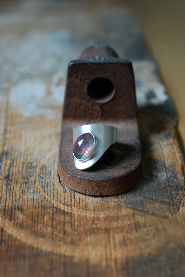 Pink And Green Watermelon Tourmaline Sculpted Ring