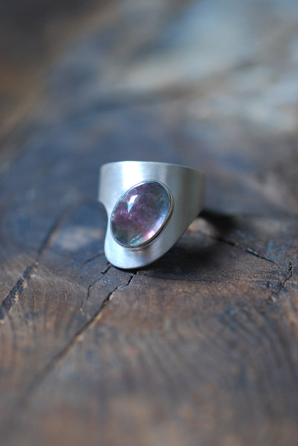 Pink And Green Watermelon Tourmaline Sculpted Ring