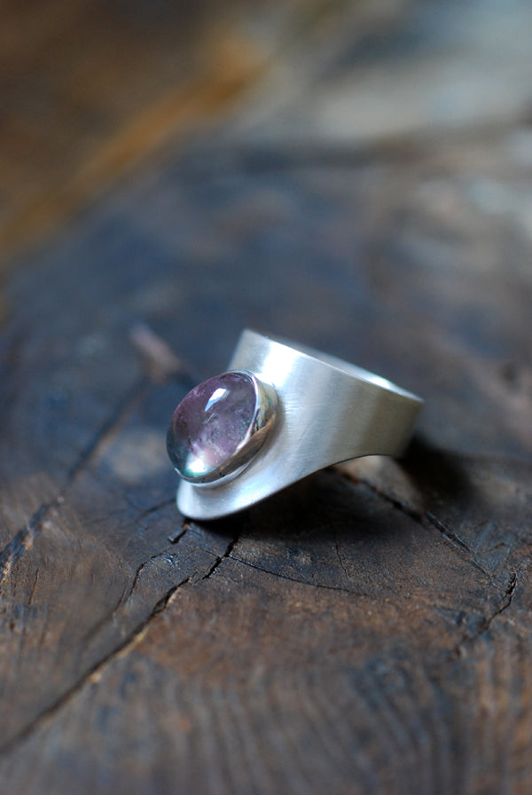 Pink And Green Watermelon Tourmaline Sculpted Ring