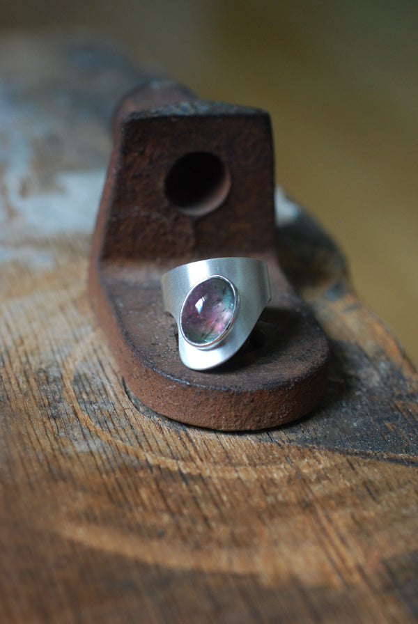 Pink And Green Watermelon Tourmaline Sculpted Ring