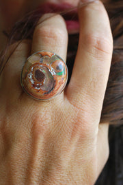 Rainbow Fire Opal Statement Ring