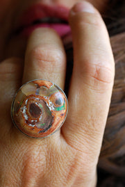 Rainbow Fire Opal Statement Ring