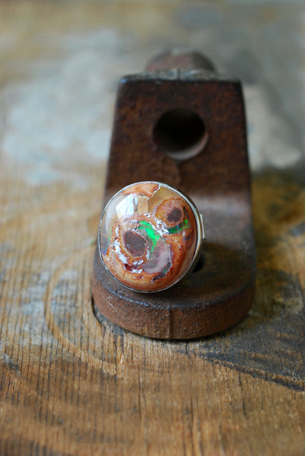Rainbow Fire Opal Statement Ring