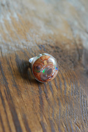 Rainbow Fire Opal Statement Ring