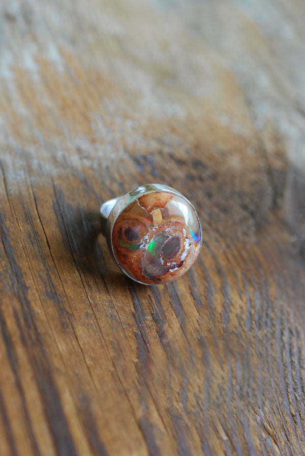 Rainbow Fire Opal Statement Ring