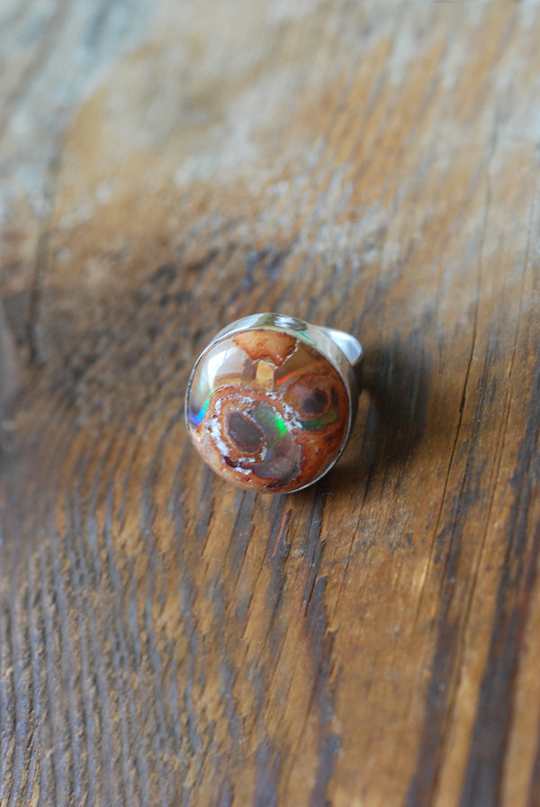 Rainbow Fire Opal Statement Ring