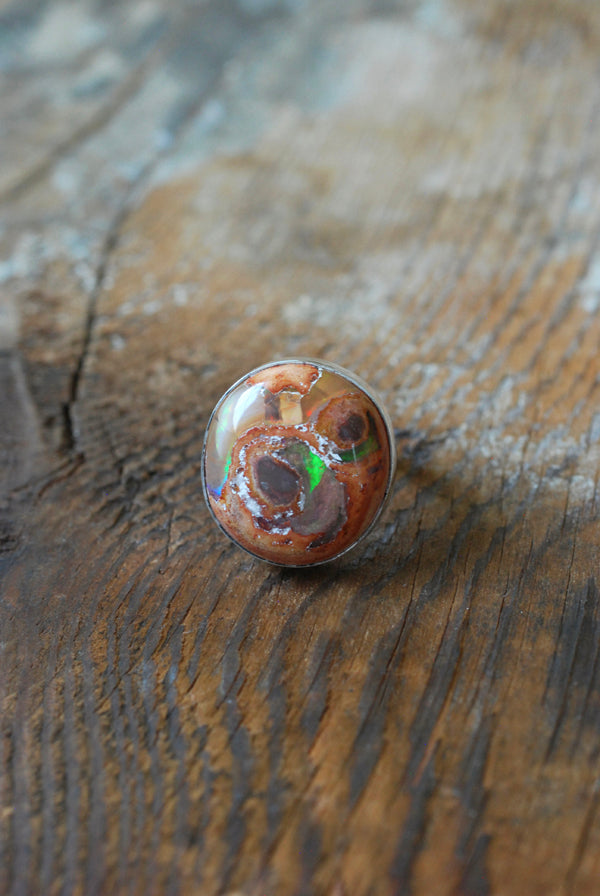 Rainbow Fire Opal Statement Ring