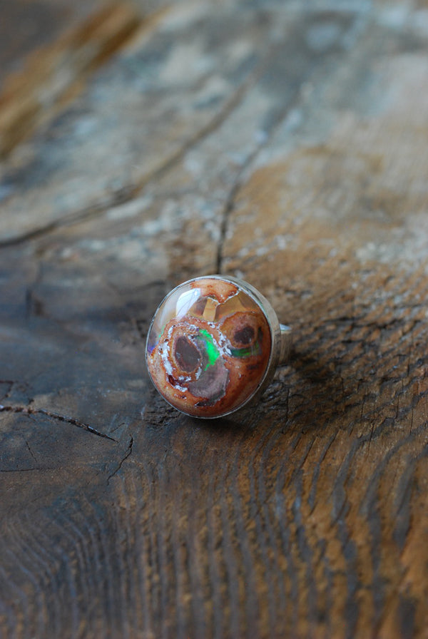 Rainbow Fire Opal Statement Ring