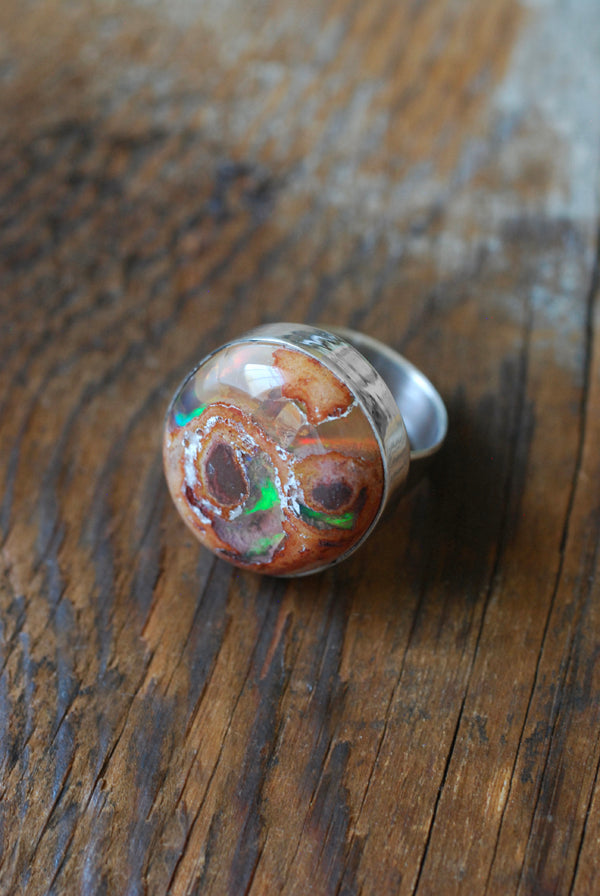 Rainbow Fire Opal Statement Ring