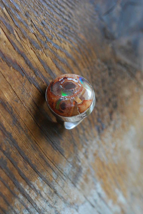 Rainbow Fire Opal Statement Ring