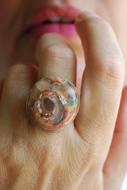 Rainbow Fire Opal Statement Ring