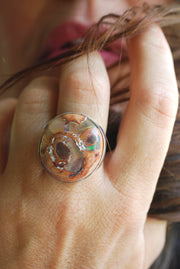 Rainbow Fire Opal Statement Ring