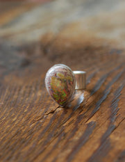 Inner Light Ring Raw Yellow Rainbow Fire Opal