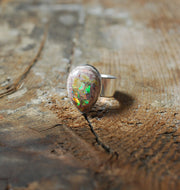 Inner Light Ring Raw Yellow Rainbow Fire Opal