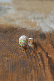 Inner Light Ring Raw Yellow Rainbow Fire Opal