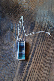 Midnight Sky Pendant Rare Banded Purple And Teal Faceted Fluorite All Natural