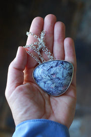 Lepidolite Pink Tourmaline Starburst Statement Necklace Rare