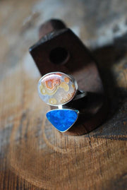 Colorful Lights Ring Lightning Ridge Opal