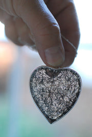 Giving Heart Necklace Black Star Tourmalinated Crystal Quartz