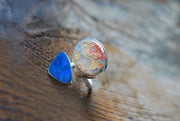 Colorful Lights Ring Lightning Ridge Opal