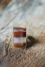Gaia Ring Collectors Banded Chalcedony Agate Master Cut