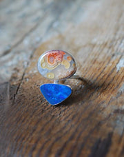Colorful Lights Ring Lightning Ridge Opal