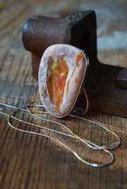 Dollybird Fiery Rainbow Necklace Statement Raw Fire Opal