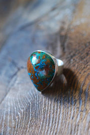 Dollybird Earth + Sky Ring Collector's Blue Green Azurite Malachite Chrysocolla Gem