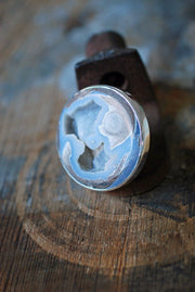 Snowball Ring Rare Pastel Blue Drusy Chalcedony