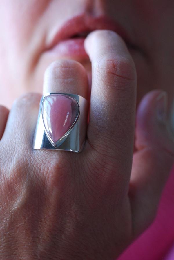 Dollybird Pink Cloud Ring Rare Rhodochrosite