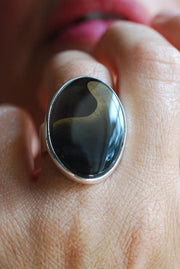 Golden Ribbon Ring Collector's Obsidian