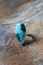 Flowers Ring Chatoyant Malachite Flowers In Chrysocolla