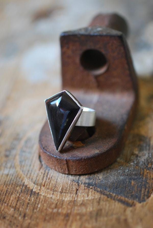 Dollybird Dark Sparkle Fire Obsidian Ring