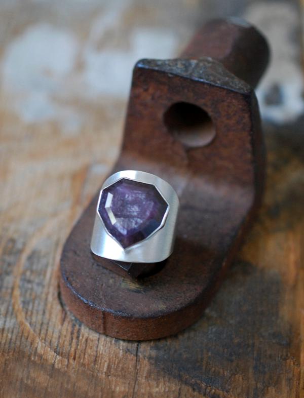 Raw Ruby Sapphire Signet Ring
