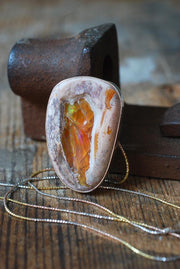 Dollybird Fiery Rainbow Necklace Statement Raw Fire Opal