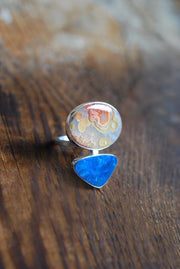 Colorful Lights Ring Lightning Ridge Opal