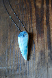 Blue Opal Wood Drop Pendant