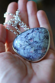 Lepidolite Pink Tourmaline Starburst Statement Necklace Rare