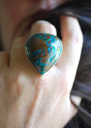 Dollybird Earth + Sky Ring Collector's Blue Green Azurite Malachite Chrysocolla Gem