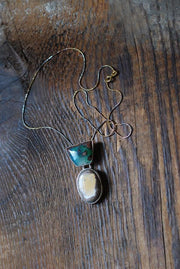 Endless Summer Drop Necklace Arizona Chrysocolla And Yellow Fire Opal