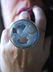 Snowball Ring Rare Pastel Blue Drusy Chalcedony