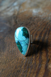 Flowers Ring Chatoyant Malachite Flowers In Chrysocolla