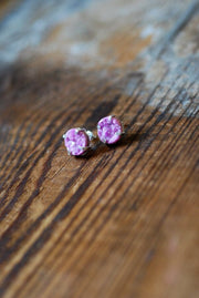 Pink Cobalto Calcite Mineral Stud Earrings All Natural Crystal Drusy