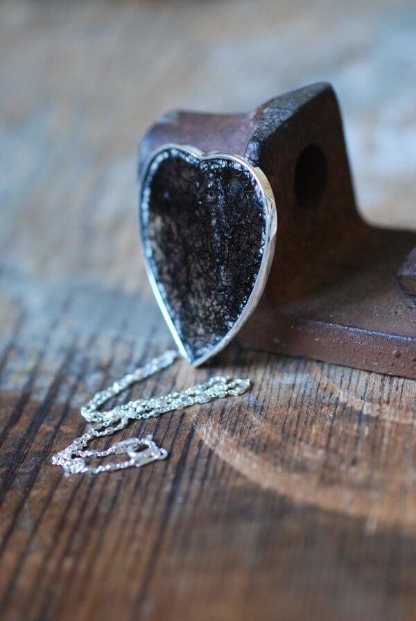 Giving Heart Necklace Black Star Tourmalinated Crystal Quartz