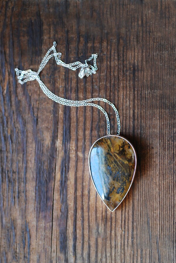 Wild Fern Shimmer Necklace Collector's Golden Dendritic Quartz