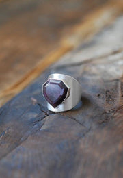 Raw Ruby Sapphire Signet Ring
