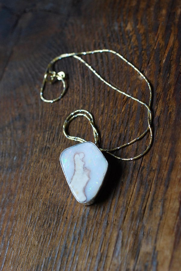 Spencer Rainbow Opal Pendant American Mined Idaho Opal