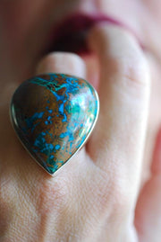 Dollybird Earth + Sky Ring Collector's Blue Green Azurite Malachite Chrysocolla Gem